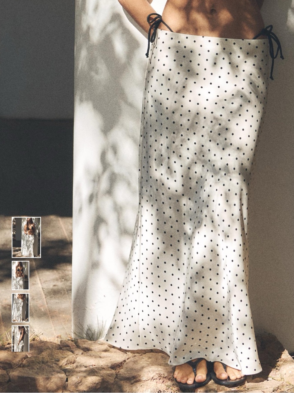 Zara Women’s satin polka dot white and black maxi skirt